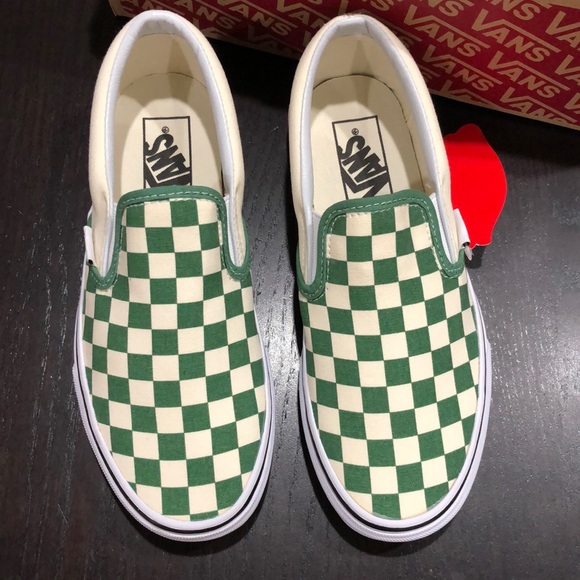 checkerboard vans green